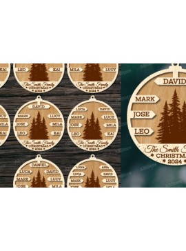 Σετ των 3 Intra απο ξύλο plywood 3mm-4mm πάχος - Οικογενειακό χριστουγεννιάτικο στολίδι με λέιζερ Δίασταση 6x6 cm INTRAFABR-108403051