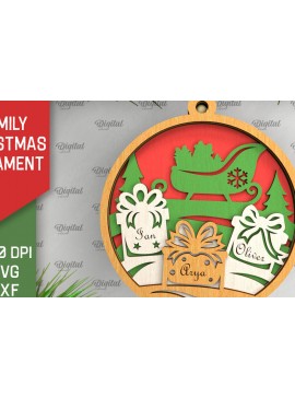 Σετ των 3 Intra απο ξύλο plywood 3mm-4mm πάχος - Οικογενειακό χριστουγεννιάτικο στολίδι με λέιζερ Δίασταση 6x6 cm INTRAFABR-104429197