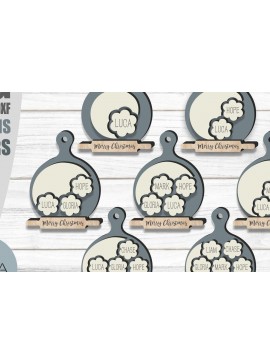 Σετ των 3 Intra απο ξύλο plywood 3mm-4mm πάχος - Family Cookie Στολίδι , Χριστούγεννα Δίασταση 6x6 cm INTRAFABR-80657182