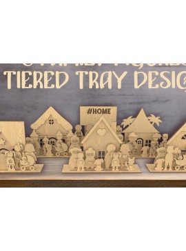 Σετ των 2 Intra απο ξύλο plywood 3mm-4mm πάχος - Πακέτο κοπής λέιζερ Family Creator Δίασταση 30x20 cm INTRAFABR-82011209