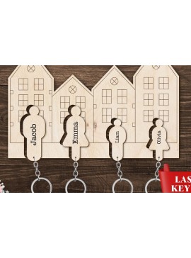 Σετ των 3 Intra απο ξύλο plywood 3mm-4mm πάχος -  με λέιζερ Family Holders Key Δίασταση 4x4 cm INTRAFABR-93317421