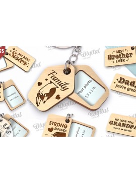 Σετ των 3 Intra απο ξύλο plywood 3mm-4mm πάχος - Πακέτο κοπής με λέιζερ οικογενειακών μπρελόκ Δίασταση 4x4 cm INTRAFABR-115223204