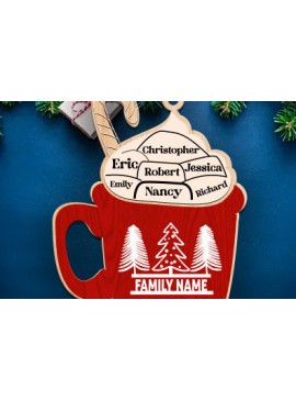 Σετ των 3 Intra απο ξύλο plywood 3mm-4mm πάχος - Οικογενειακό Στολίδι Hot Cocoa Laser Δίασταση 6x6 cm INTRAFABR-84618619