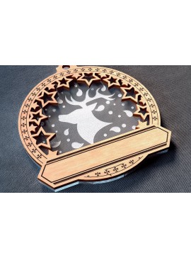 Σετ των 3 Intra απο ξύλο plywood 3mm-4mm πάχος - Οικογενειακά στολίδια κοπής με λέιζερ  | Χριστούγεννα Δίασταση 6x6 cm INTRAFABR-75543965