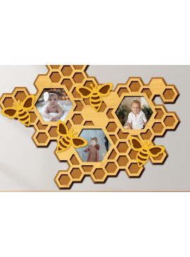 Σετ των 2 Intra απο ξύλο plywood 3mm-4mm πάχος - Οικογενειακή κορνίζα με Honeycomb  Δίασταση 19x15 cm INTRAFABR-72190322