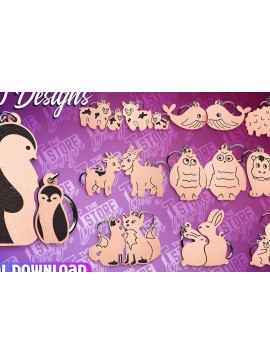 Σετ των 3 Intra απο ξύλο plywood 3mm-4mm πάχος - Μπρελόκ Family Puzzle | Αρχεία CNC Δίασταση 4x4 cm INTRAFABR-87306435