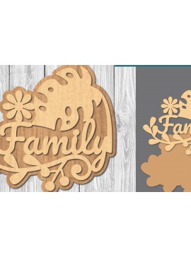 Σετ των 2 Intra απο ξύλο plywood 3mm-4mm πάχος - Οικογενειακά αποσπάσματα Σήμα κοπής λέιζερ  1 Δίασταση 20x20 cm INTRAFABR-106685926