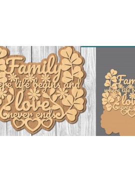 Σετ των 2 Intra απο ξύλο plywood 3mm-4mm πάχος - Οικογενειακά αποσπάσματα Σήμα κοπής λέιζερ  3 Δίασταση 20x20 cm INTRAFABR-106685987