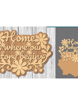 Σετ των 2 Intra απο ξύλο plywood 3mm-4mm πάχος - Οικογενειακά αποσπάσματα Σήμα κοπής λέιζερ  5 Δίασταση 20x20 cm INTRAFABR-106686441