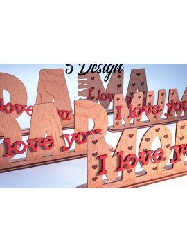 Σετ των 2 Intra απο ξύλο plywood 3mm-4mm πάχος - Family Stand Laser Cut  |Family Stand Δίασταση 30x20 cm INTRAFABR-62979710