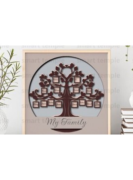 Σετ των 2 Intra απο ξύλο plywood 3mm-4mm πάχος - Family Tree 3d Shadowbox, Family Tree  Δίασταση 30x20 cm INTRAFABR-81179874