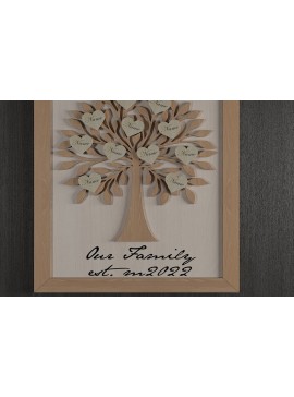 Σετ των 2 Intra απο ξύλο plywood 3mm-4mm πάχος - Οικογενειακό δέντρο και πλαίσιο / Οικογενειακό σημάδι 309 Δίασταση 30x20 cm INTRAFABR-52679846
