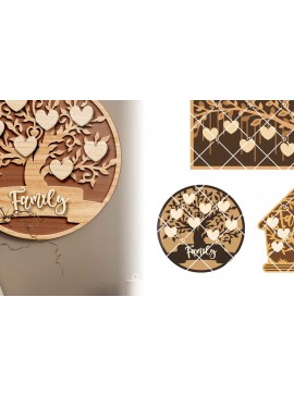 Intra απο ξύλο plywood 3mm-4mm πάχος - Οικογενειακό δέντρο με Laser Cut 3D Design Σετ 3 τεμαχίων Δίασταση 714x714 cm INTRAFABR-118002065