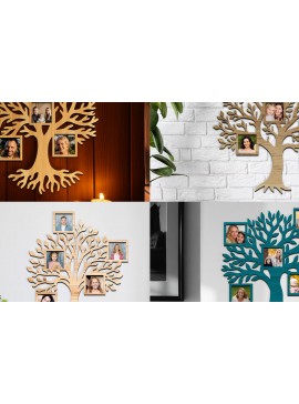 Σετ των 2 Intra απο ξύλο plywood 3mm-4mm πάχος - Πακέτο κοπής με λέιζερ με κορνίζα οικογενειακού δέντρου Δίασταση 20x25 cm INTRAFABR-119706116