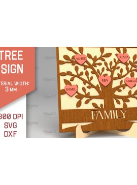 Σετ των 2 Intra απο ξύλο plywood 3mm-4mm πάχος - Σημάδι οικογενειακού δέντρου. 3D Laser Cut  Δίασταση 30x20 cm INTRAFABR-91119652