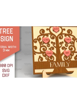 Intra απο ξύλο plywood 3mm-4mm πάχος - Σημάδι οικογενειακού δέντρου. 3D Laser Cut  Δίασταση 30x20 cm INTRAFABR-91118873