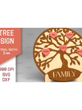 Σετ των 2 Intra απο ξύλο plywood 3mm-4mm πάχος - Σημάδι οικογενειακού δέντρου. 3D Laser Cut  Δίασταση 30x20 cm INTRAFABR-91118912