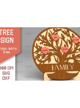 Σετ των 2 Intra απο ξύλο plywood 3mm-4mm πάχος - Σημάδι οικογενειακού δέντρου. 3D Laser Cut  Δίασταση 30x20 cm INTRAFABR-91118931