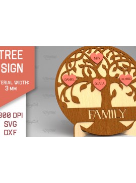 Intra απο ξύλο plywood 3mm-4mm πάχος - Σημάδι οικογενειακού δέντρου. 3D Laser Cut  Δίασταση 30x20 cm INTRAFABR-91119642