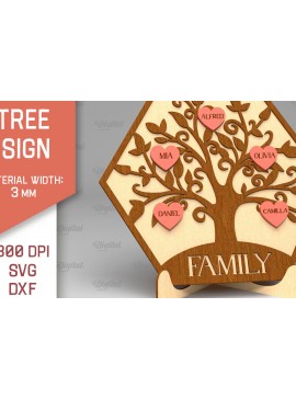 Σετ των 2 Intra απο ξύλο plywood 3mm-4mm πάχος - Σημάδι οικογενειακού δέντρου. 3D Laser Cut  Δίασταση 30x20 cm INTRAFABR-91118830