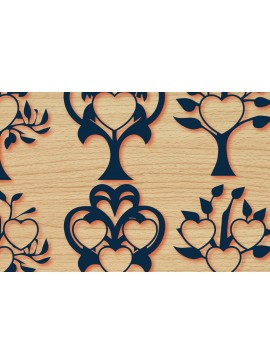 Σετ των 2 Intra απο ξύλο plywood 3mm-4mm πάχος - Οικογενειακό Δέντρο με Καρδιά  Πακέτο Δίασταση 20x20 cm INTRAFABR-87080049
