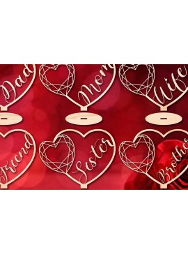 Σετ των 2 Intra απο ξύλο plywood 3mm-4mm πάχος - Πακέτο  Family Decorations Valentine Δίασταση 25x25 cm INTRAFABR-58103594