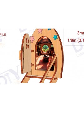 Σετ των 2 Intra απο ξύλο plywood 3mm-4mm πάχος -  κοπής με λέιζερ Fantasy Fairy Door  Δίασταση 20x20 cm INTRAFABR-109995101