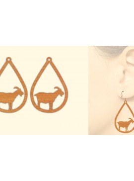 Σετ των 3 Intra απο ξύλο plywood 3mm-4mm πάχος - Ξύλινα σκουλαρίκια Farm Animal Κατσικίσια  Δίασταση 3x3 cm INTRAFABR-70641664