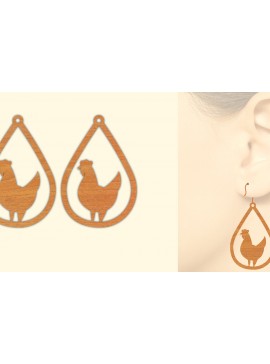 Σετ των 3 Intra απο ξύλο plywood 3mm-4mm πάχος - Ξύλινα σκουλαρίκια Farm Animal Roster  Δίασταση 3x3 cm INTRAFABR-70641579