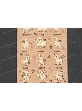 Intra απο ξύλο plywood 3mm-4mm πάχος - Παζλ με ζώα φάρμας για παιδιά -  Δίασταση 30x20 cm INTRAFABR-123089965