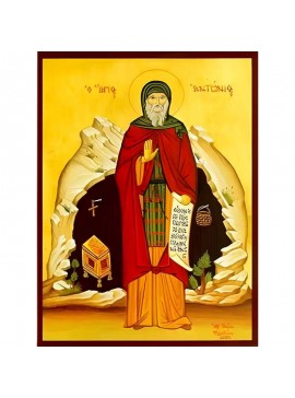 Εικόνα Ορθοδοξίας με περίγραμμα χρυσό σε ξύλο Φλαμουρίας  με  βάση Εικόνα ΑΓΙΟΣ ΑΝΤΩΝΙΟΣ, Ο ΜΕΓΑΣ, ΟΛΟΣΩΜΟΣ Χειροποίητη Ελληνορθόδοξη εικόνα του Ιησού Χριστού, Κρεμαστή πλάκα βυζαντινής τέχνης, χριστιανική τέχνη Διάσταση 40x30 cm (10,2x7,9 ίντσες)  INTRAE