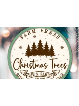 Σετ των 3 Intra απο ξύλο plywood 3mm-4mm πάχος - Farm Fresh Στολίδι Χριστουγεννιάτικου Δέντρου  Δίασταση 6x6 cm INTRAFABR-103138368
