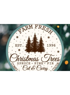 Σετ των 3 Intra απο ξύλο plywood 3mm-4mm πάχος - Farm Fresh Στολίδι Χριστουγεννιάτικου Δέντρου  Δίασταση 6x6 cm INTRAFABR-103138306