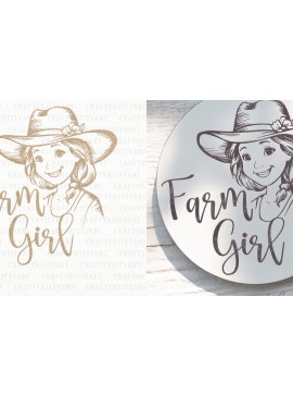 Σετ των 2 Intra απο ξύλο plywood 3mm-4mm πάχος - Farm Girl , Laser Engrave & Cut Sign Δίασταση 30x20 cm INTRAFABR-122101108