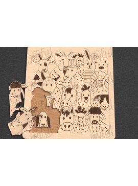 Intra απο ξύλο plywood 3mm-4mm πάχος - Farm Puzzle  | Ξύλινο παιχνίδι ζώων Δίασταση 30x20 cm INTRAFABR-122886032