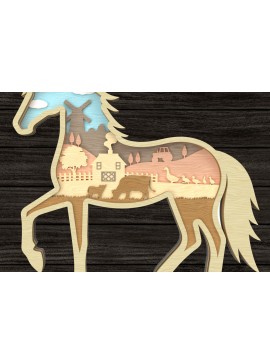 Intra απο ξύλο plywood 3mm-4mm πάχος - Farm Scene Horse Layered  Δίασταση 30x20 cm INTRAFABR-113691958