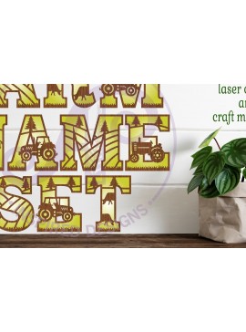 Σετ των 2 Intra απο ξύλο plywood 3mm-4mm πάχος - Σετ αλφαβήτου θέματος Farm Tractor. 2 στρώμα Δίασταση 30x20 cm INTRAFABR-99904554