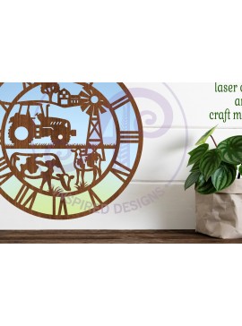 Intra απο ξύλο plywood 3mm-4mm πάχος - Φάρμα Ρολόι τοίχου με Laser Cut Files,  Δίασταση 30x20 cm INTRAFABR-86322344