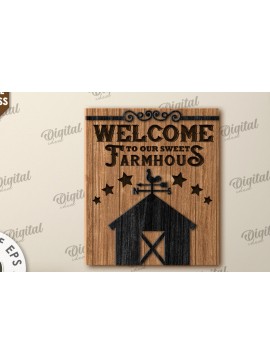 Σετ των 2 Intra απο ξύλο plywood 3mm-4mm πάχος - Farmer's Wall Decor Cut Laser. Σημάδι σπιτιού Δίασταση 30x20 cm INTRAFABR-117109706