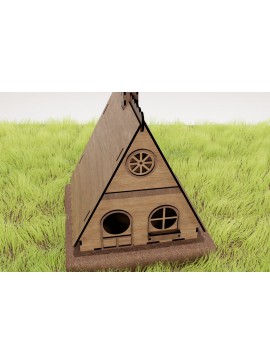 Σετ των 2 Intra απο ξύλο plywood 3mm-4mm πάχος -  με λέιζερ Farmhouse Birdhouse  Δίασταση 125x125 cm INTRAFABR-104484997
