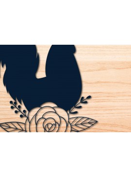 Σετ των 2 Intra απο ξύλο plywood 3mm-4mm πάχος - Farmhouse Floral Chicken  κομμένο με λέιζερ Δίασταση 20x20 cm INTRAFABR-69107476