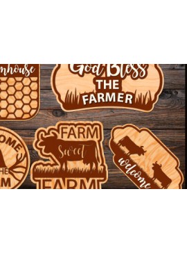 Σετ των 2 Intra απο ξύλο plywood 3mm-4mm πάχος - Αγρόκτημα Laser Cut Bundle 3d  Δίασταση 20x20 cm INTRAFABR-67345199