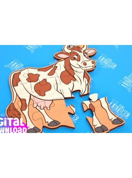 Intra απο ξύλο plywood 3mm-4mm πάχος - Παζλ Αγροικία | Παζλ σε σχήμα αγελάδας |CNC Δίασταση 30x20 cm INTRAFABR-103704021