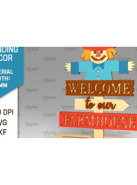 Σετ των 2 Intra απο ξύλο plywood 3mm-4mm πάχος - Κόψιμο με λέιζερ όρθια διακόσμηση αγροικίας Δίασταση 30x20 cm INTRAFABR-100492812