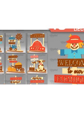 Intra απο ξύλο plywood 3mm-4mm πάχος - Πακέτο LaserCut Standing Decor Farmhouse Δίασταση 30x20 cm INTRAFABR-100544120