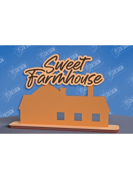 Σετ των 2 Intra απο ξύλο plywood 3mm-4mm πάχος - Σχέδιο κοπής με λέιζερ μόνιμης αγροικίας Δίασταση 30x20 cm INTRAFABR-96822040