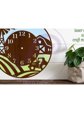 Σετ των 2 Intra απο ξύλο plywood 3mm-4mm πάχος -  κοπής με λέιζερ ρολόι τοίχου Farming Fields Δίασταση 30x20 cm INTRAFABR-125004646