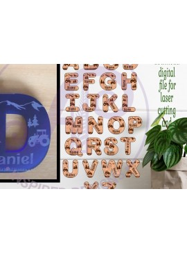 Σετ των 3 Intra απο ξύλο plywood 3mm-4mm πάχος - Τσάντα με μπρελόκ με επιστολή με θέμα τη γεωργία Δίασταση 4x4 cm INTRAFABR-94107975