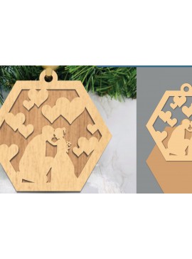 Σετ των 3 Intra απο ξύλο plywood 3mm-4mm πάχος - Στολίδι κομμένο με λέιζερ πατέρα και κόρης Δίασταση 6x6 cm INTRAFABR-105469305