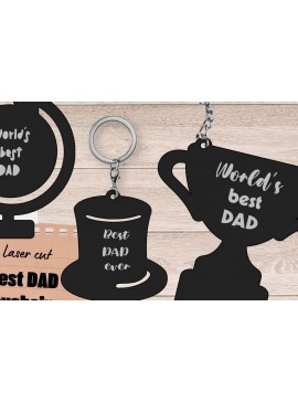 Σετ των 3 Intra απο ξύλο plywood 3mm-4mm πάχος - Μπρελόκ Father Day, Best Dad Laser Cut Δίασταση 4x4 cm INTRAFABR-95485303